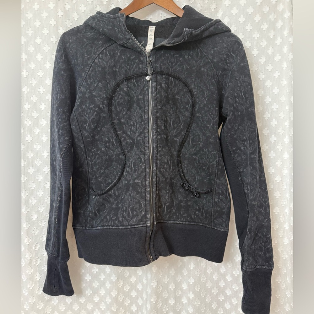 Lululemon Fleece Lined Hiver 2013 Scuba Hoodie - Black/Gray with Bow Details